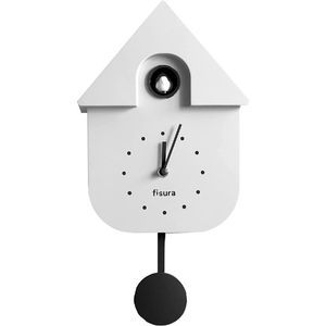 Fisura - Reloj de Cuco Blanco y dial Negro. Reloj Pared. Reloj Pared Original para Regalo. 3 Pilas AA no Incluidas. Medidas: 21,5 x 8 x 41,5. Plástico ABS.
