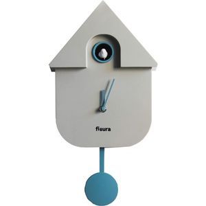 Fisura - Reloj de Cuco Gris, Azul y Blanco. Reloj Pared. Reloj Pared Original para Regalo. 3 Pilas AA no Incluidas. Medidas: 21,5 x 8 x 41,5. Plástico ABS.