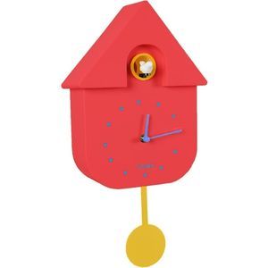 Fisura - Reloj de Cuco. Reloj Pared. Reloj Pared Original para Regalo. 3 Pilas AA no Incluidas. Medidas: 21,5 x 8 x 41,5 cm. Plástico ABS. (Rojo)