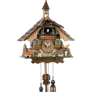 Reloj de cuco de la Selva Negra de madera auténtica con mecanismo de cuarzo a pilas y llamada de cucú - oferta de Uhren-Park Eble - casa de la Selva Negra 32 cm-