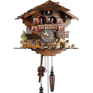 Selva Negra uhrenfabrik Kammerer Reloj de Madera con Mecanismo de Pilas con Cuco y música Mecanismo Musical - Oferta de Relojes-Park Eble - Engstler - leñador 30 cm - 4901 QMT