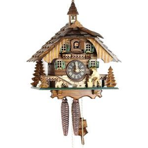 Eble Reloj de cuco original de la Selva Negra de madera auténtica, unidad mecánica de 1 día, certificado VDs, casa de la Selva Negra, 30 cm - 22310
