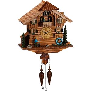 St. Leonhard Relojes de Cuco - Reloj cucú: Reloj de Cuco de Cuarzo Tallado a Mano, con música integrada y Figuras en Movimiento (Reloj cucú Reloj, Relojes analógicos, Casa del pájaro)