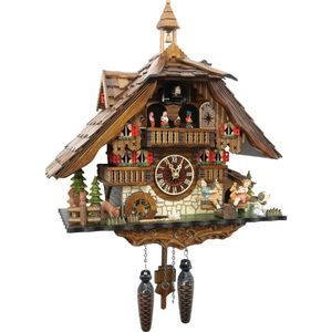 Cuckoo-Palace Reloj de Cuco alemán de la Selva Negra con Movimiento de Cuarzo 42cm de Altura