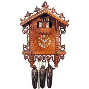 August Schwer Alemán Réplica de Reloj Antigua 8 días de Movimiento de 43 43 cm - Auténtico Reloj de Cuco del Bosque Negro