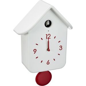Guzzini QQ Cuckoo Home Reloj Con Pendulo, ABS, Blanco, 24.8 x 12 x h39 cm