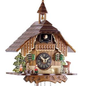 Engstler Reloj de cuco de madera auténtica de la Selva Negra con mecanismo de cuarzo a pilas y llamada de cuco - Oferta de relojes Park Eble Schwarzwaldhaus 29cm- 429 Q