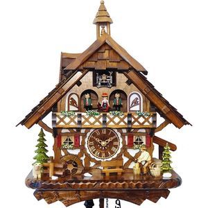 Engstler Reloj cucú de Cuarzo Casa de la Selva Negra con leñador y Rueda de Molino Que se Mueve, con música