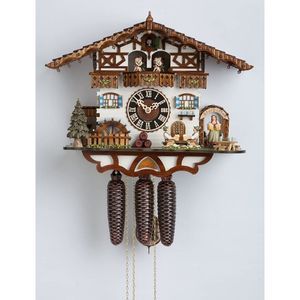 Hönes Alemán Reloj de Cuco - Estilo Chalet - Mecanismo con Cuerda para 8 días - 36 cm - Auténtico Reloj de Cuco del Bosque Negro