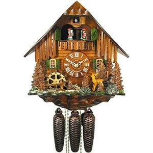 August Schwer Alemán Reloj de Cuco - Estilo Chalet - Mecanismo con Cuerda para 8 días - 34 cm - Auténtico Reloj de Cuco del Bosque Negro