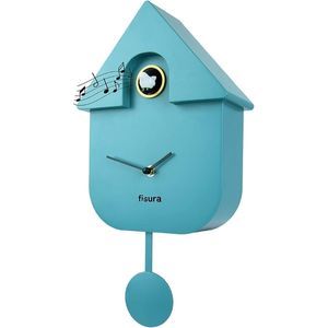 Fisura - Reloj de Cuco Azul y Blanco. Reloj Pared. Reloj Pared Original para Regalo. 3 Pilas AA no Incluidas. Medidas : 21,5 x 8 x 41,5. Plástico ABS.